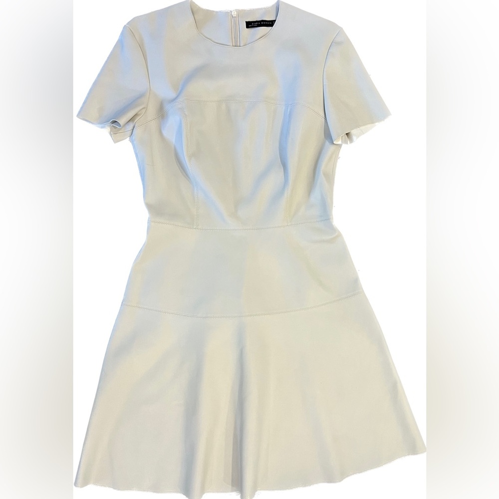 M Zara Cream Faux Leather Dress